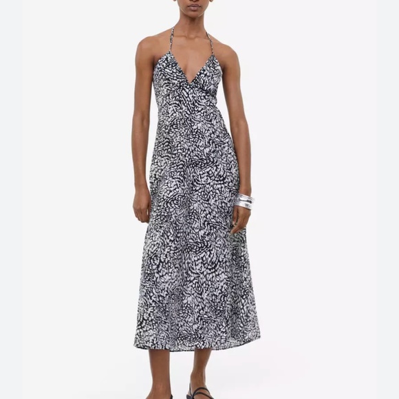 H&M black and white cotton halterneck dress NWT - Picture 1 of 11